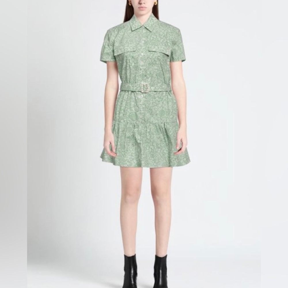 Amanda Uprichard patterned green dress with belt